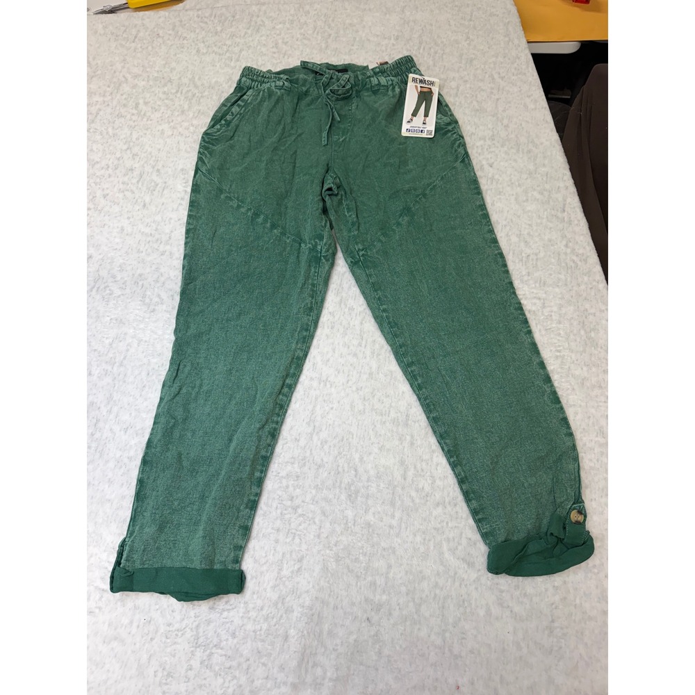 Rewash Green Linen Blend Convertible Drawstring Waist Pants Women XS NWT
